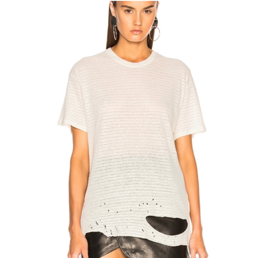 IRO Khaliad Striped Distressed Striped Tee